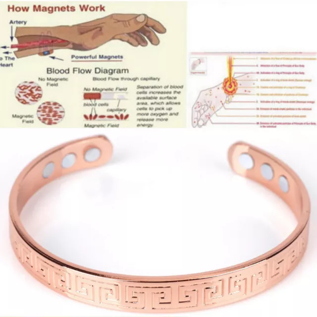 Copper Magnetic Greek Bracelet Magnets Pain Arthritis Cuff Bangle Wristband