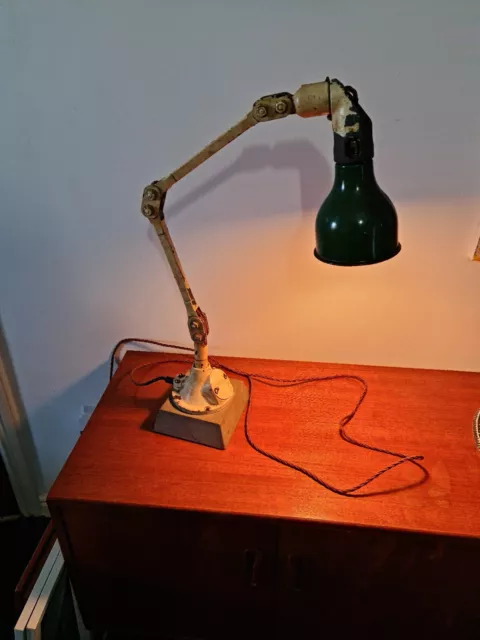 Vintage MEK ELEK of London working industrial engineers anglepoise lamp + base