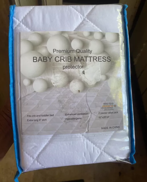 Paquete de 2 protectores de colchón para cuna impermeable GRT, cubierta acolchada para bebé