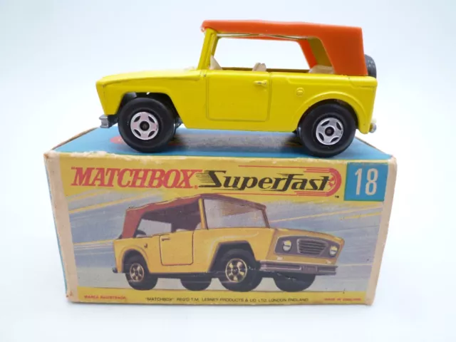 VINTAGE MATCHBOX SUPERFAST No.18e FIELD CAR JEEP IN ORIGINAL BOX 1970