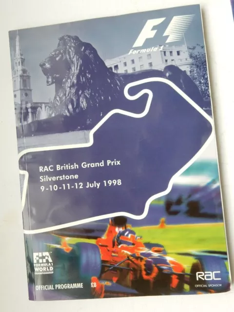 F1 British Grand prix Silverstone 1998 - Official Programme & Race Card