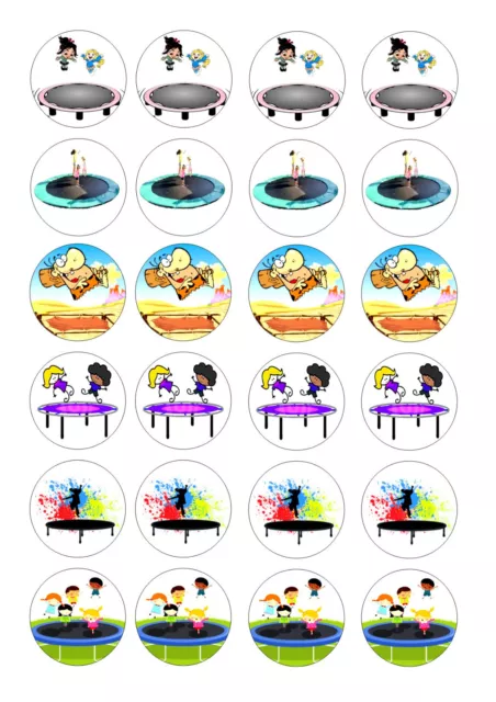 24 Trampolining / Trampoline   Birthday Cupcake Toppers Wafer Rice Edible