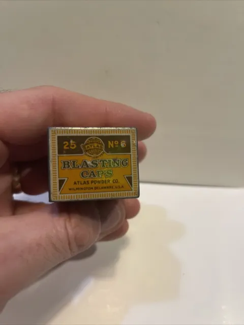 VTG Rare Atlas Small Blasting Cap Tin No. 6 25 Count