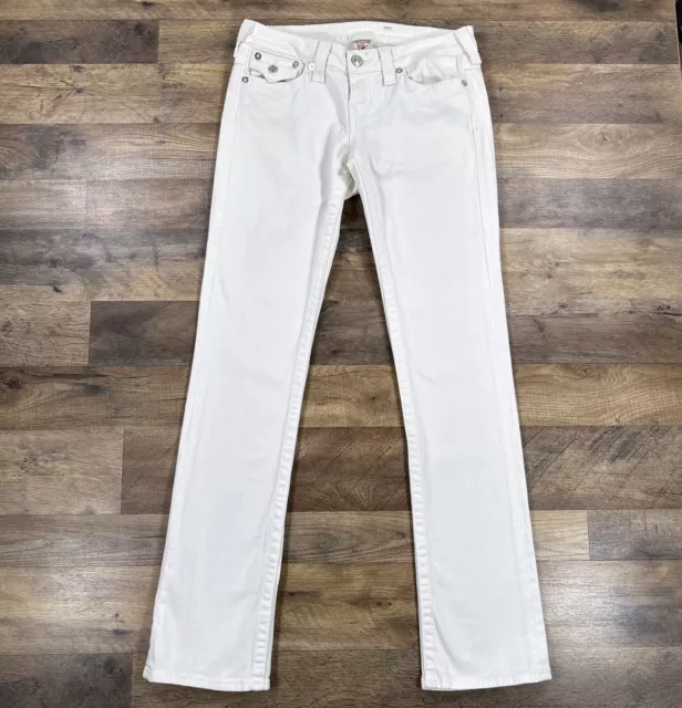 True Religion Jeans Womens 28 White Low Rise Light Wash Denim Pants