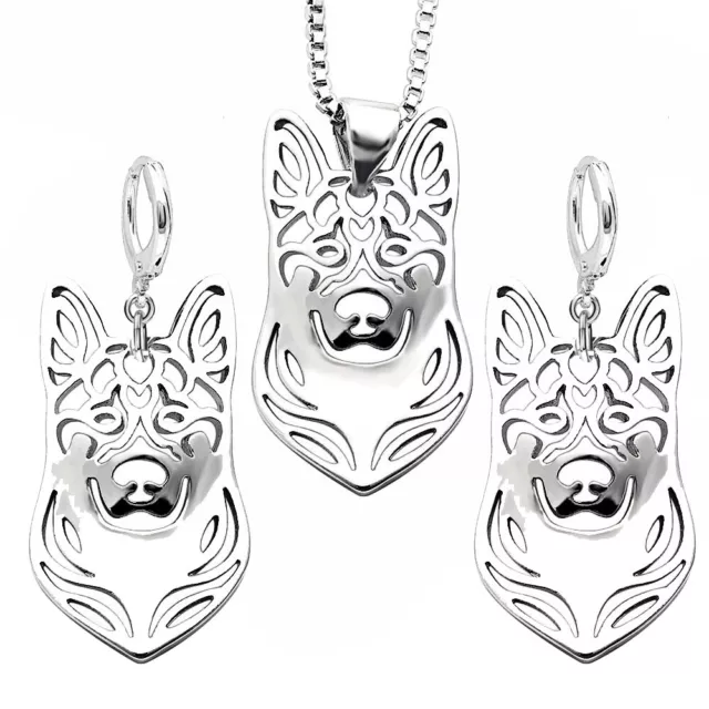 German Shepherd Dog Pendant Necklace Sterling Silver Women Ginger Lyne Collec...