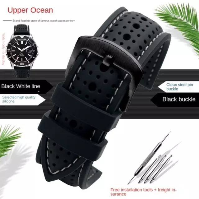 Breathable Silicone Sports Watchband for Any Watch Rubber Wrist Strap Soft Water