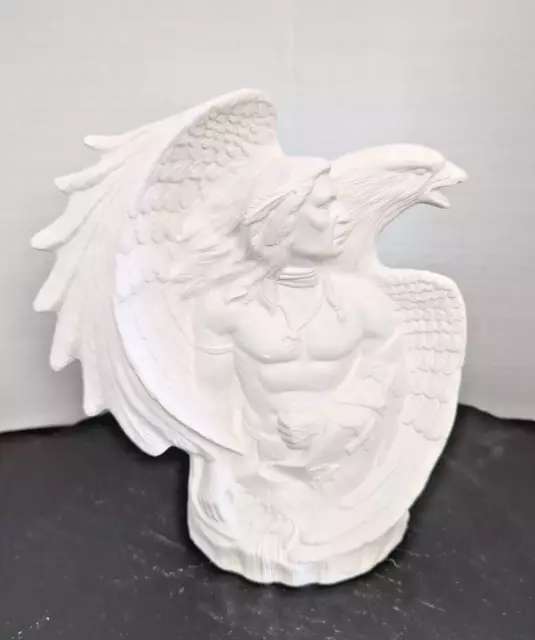 Estatuilla de cerámica de águila y nativa americana inacabada de colección, lista para terminar