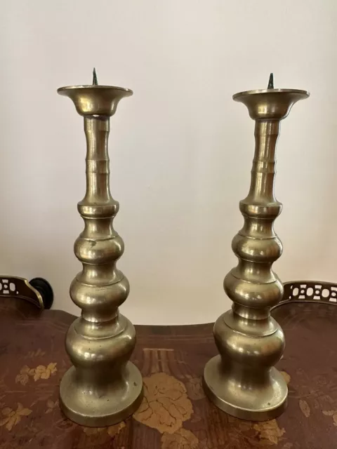 Antique/vintage Chinese Brass Pagoda Candlesticks