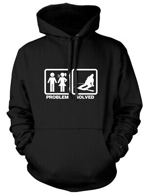 Problem Solved Skiing Skier Mens Funny Unisex Womens Hoodie