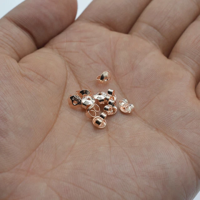 Oro Rosa 100 PIEZAS Pendientes Espaldas Tapón Mariposa para Tapón de Plata Esterlina