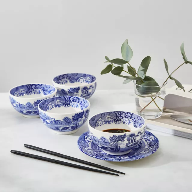 Spode Blue Italian 11cm Ceramic Bowls Set 4 Blue & White Made In England UK 2