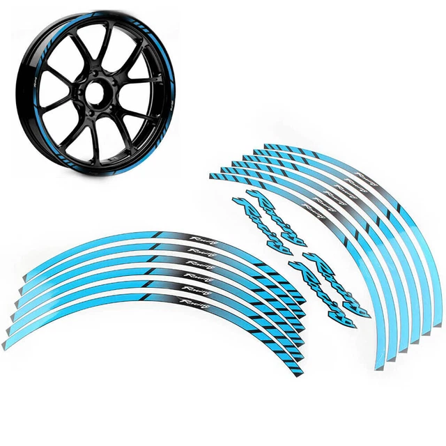 17" 18" Blue Motorcycle Wheel Rim Tape Decal Stripes Sticker Universal fit