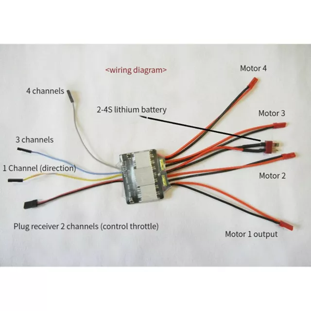 2-4S 4CH Two Way Brushed ESC 15Ax4 6-16V Mixed Control Electric Speed Controller