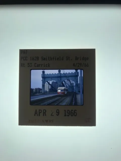1966 Pittsburgh Pcc Smithfield St Bridge Trolley 35Mm Kodachrome Photo Slide