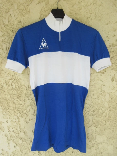 MAILLOT CYCLISTE LE COQ SPORTIF vintage annees 80 bleu blanc cycling shirt M L EUR 49 90 PicClick FR