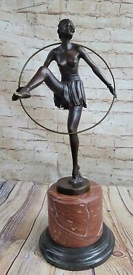 Tall Art Deco Sculpture Female Dancer on Marble Nude- Chiparus - bronze Figure
