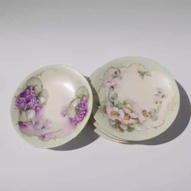 Limoges hand painted floral plates set of 4 porcelain plates |Antique JPL France