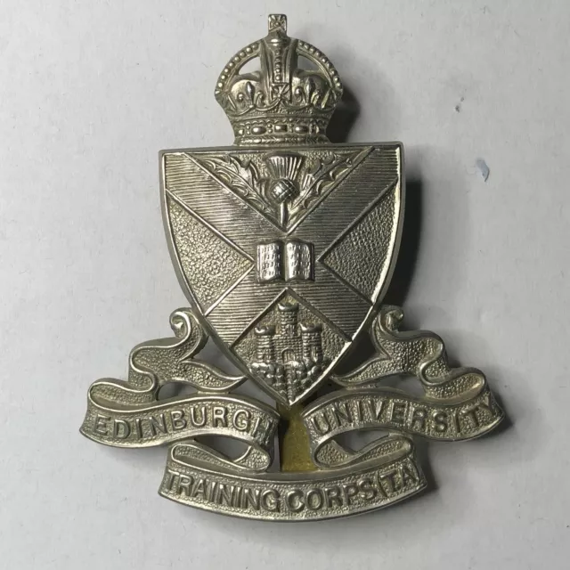 1951-53 Edinburgh University Training Corps TA White Metal Cap Badge Original