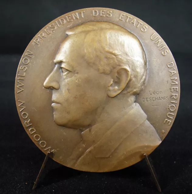 Medalla Tributo En Woodrow Wilson 28e Altavoz Estados Unidos c1920 61mm Medal