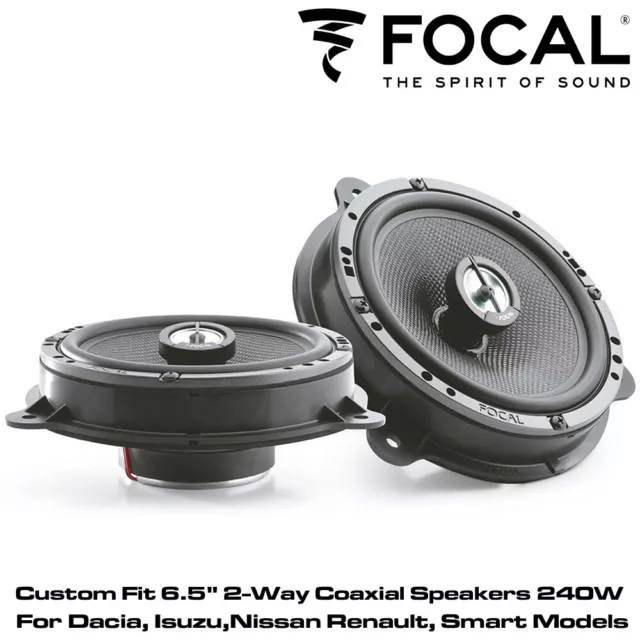 Focal IC RNS165 - Custom Fit 6.5" 2-Way Coaxial Speakers 240W For Nissan Renault