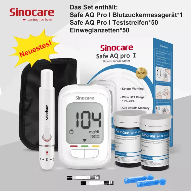 Blutzucker-Test-Kit für Diabetes, neueste und präzise Sinocare Safe AQ Pro I