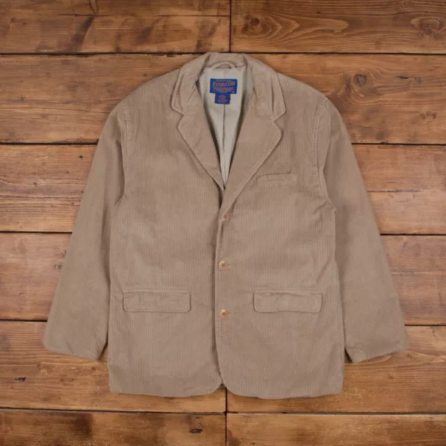 Vintage Pendleton Blazer Jacket L Corduroy Cord Beige Button Sport Coat