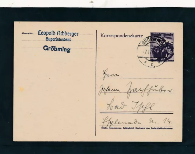 30 Groschen Trachten Ganzsachen-Karte 1951 aus Gröbming  (H21)