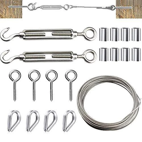 DECARETA Corde en Acier Inoxydable à Suspendre Kit 15m / 50ft Câble Acier Gal...
