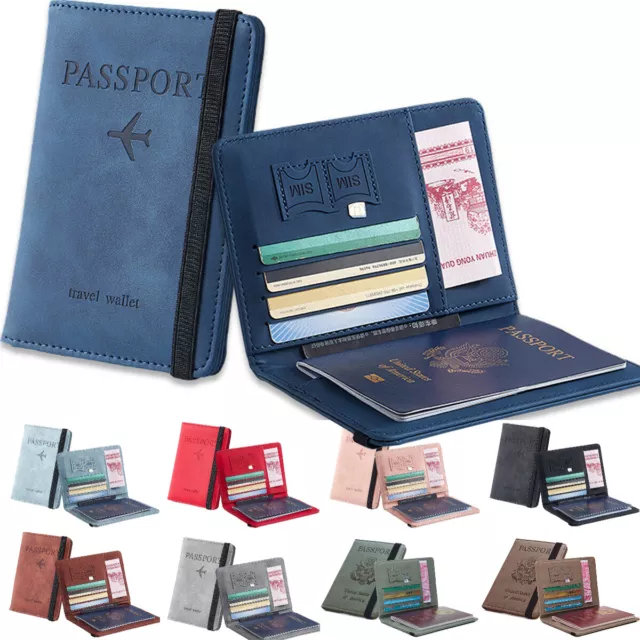 Leather Passport Vaccine Card Passport Holder Travel Wallet Safe RFID Case Cover