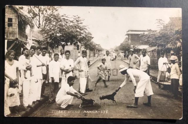 Mint Philippines Picture Postcard RPPC Street Scene Manila