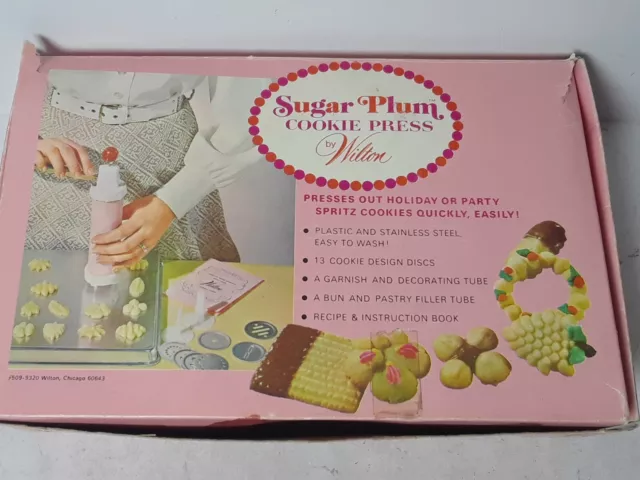 Vintage Wilton Sugar Plum Cookie Press with 12 Discs