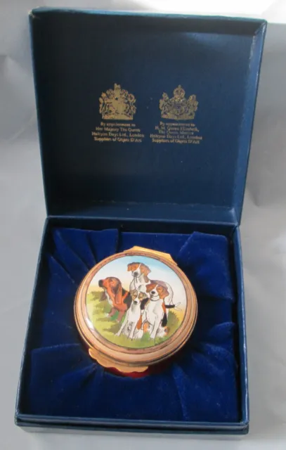 Halcyon Days Enamel Trinket Box Hunting Dogs Foxhound Bassett Fox Terrier Beagle