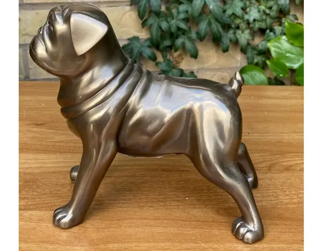 Cold Cast Bronze Standing Pug Dog Figurine Statue Leonardo Collection ideal gift
