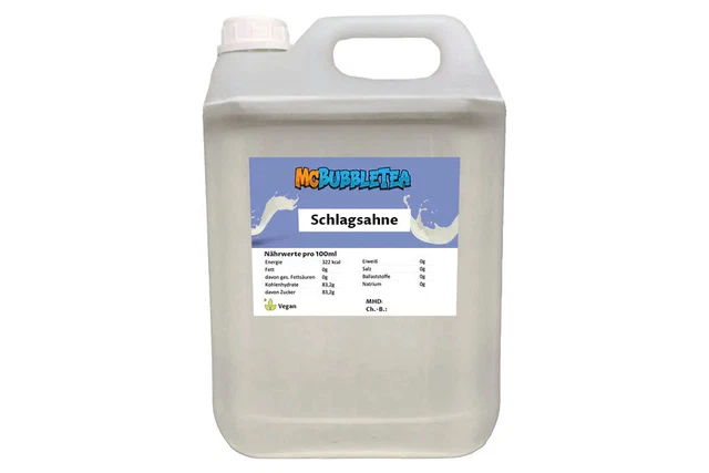(7,99 EUR/l) Bubble Tea Sirup 5 Liter Schlagsahne Infusion/ Konzentrat 1:20