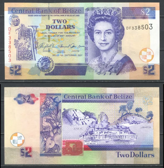 Belize 2007 • P# 66c • 2 dollars • Queen Elizabeth II • UNC (N-439) QE2