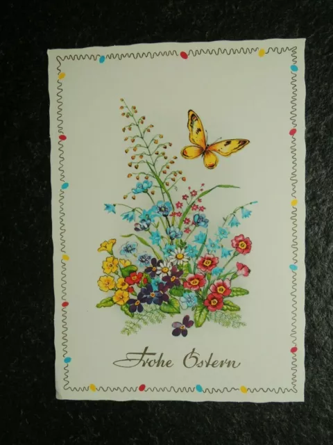 Alte AK , Blumen und Schmetterling , Frohe Ostern , (H706)