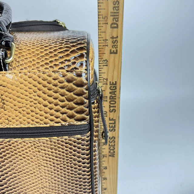 Samantha Brown New 2 Piece Gold/ Brown Trim Carry On Croco Luggage Rolling Bag 19