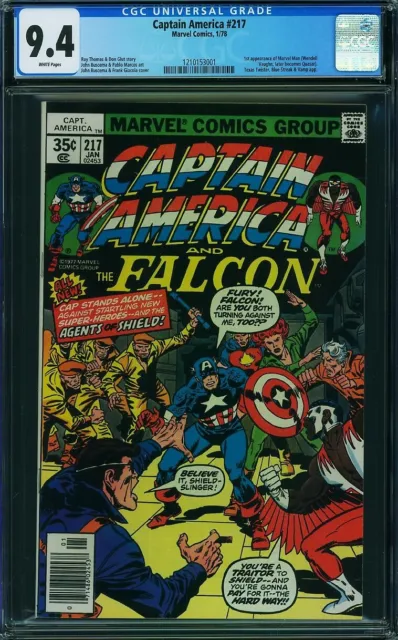 Captain America 217 Cgc 9.4 Marvel 1978 White Pages 1St Marvel Man  C3
