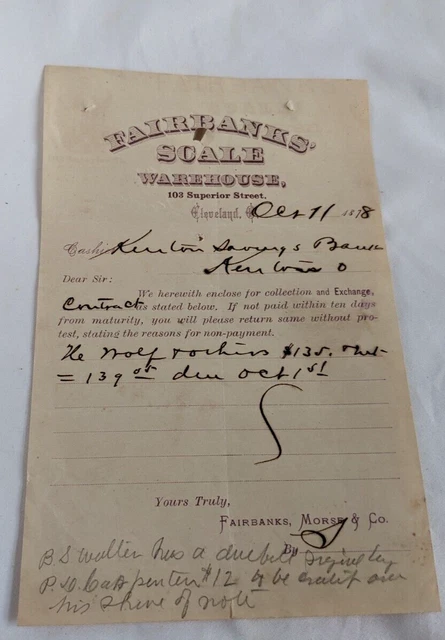 Fairbanks Scale Warehouse - Antique Ephemera Letterhead Letter Receipt Paper