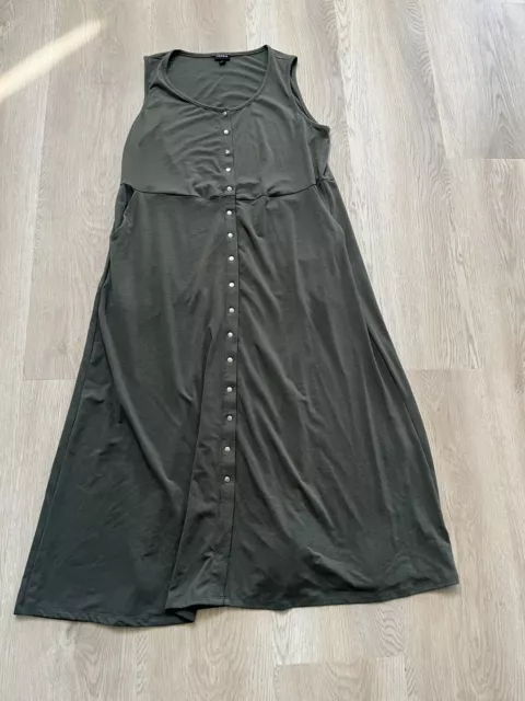 Torrid Plus Size Olive Green Jersery Button Front Maxi Dress EUC 1  14/16