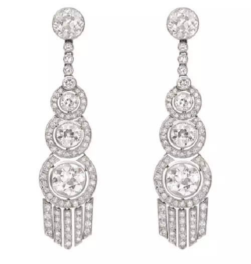 French Art Deco Lab-Created 13.05CT Cubic Zirconia Women's Chandelier Earrings