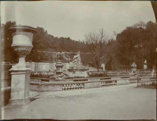 France, Nîmes, Jardins de la Fontaine Vintage citrate print.  Tirage citrate
