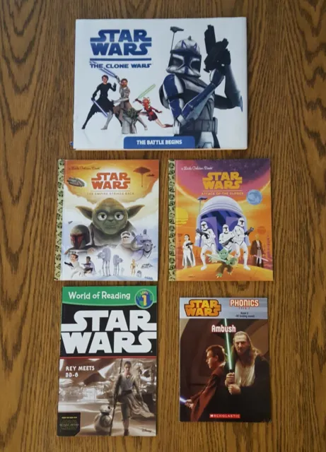 Lot Of 5 Star Wars Childrens Books 2 Little Golden Books +1 Hardcover +2 Readers