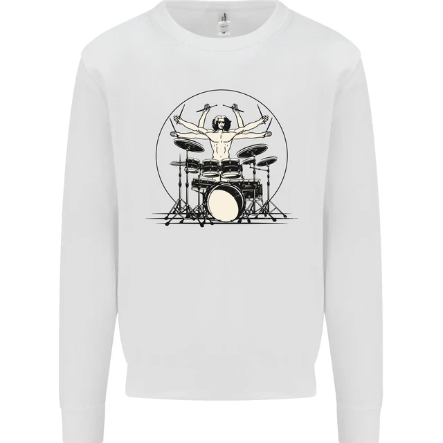 Vitruvian Drummer Funny Drumming Drum Kids Sweatshirt Jumper