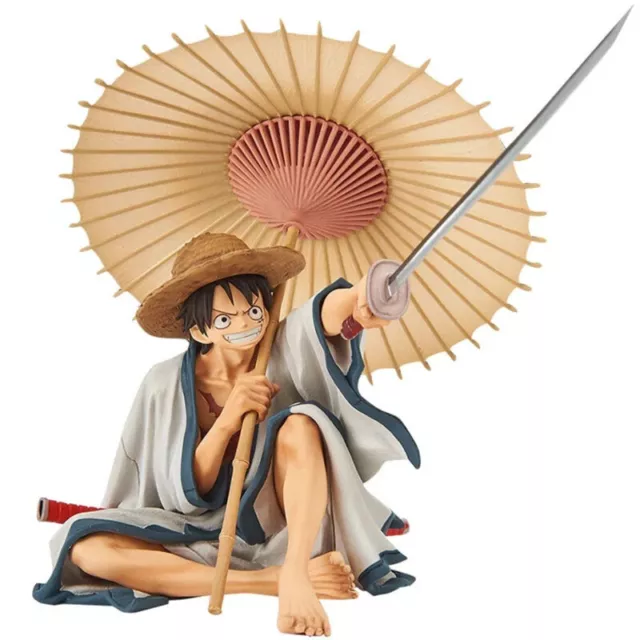 Figurine Monkey D. Luffy One Piece kimono ombrelle épée  pvc 14 cm manga animé