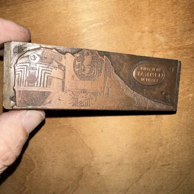 Printing Block “ Train Locomotive New York Central System ” Copper face Rare!!