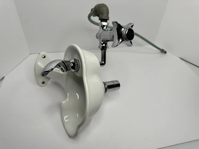 Vintage Antique Halsey W. Taylor Co. Porcelain Drinking Water Fountain Deco
