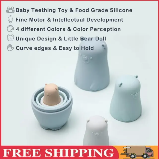 Color Size Matching Toys Gifts Montessori Toy for Boys Girls (Blue Bear)