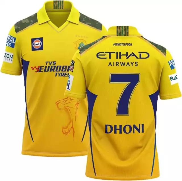 CSK Jersey 2024 ipl Jersey Captain Dhoni No 7 t20 Ipl jersey india Free Shipping