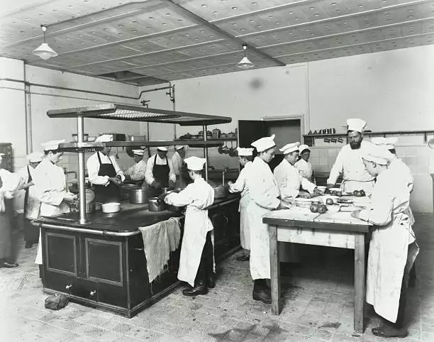 Male cookery students, Westminster Technical Institute, London, 19- Old Photo
